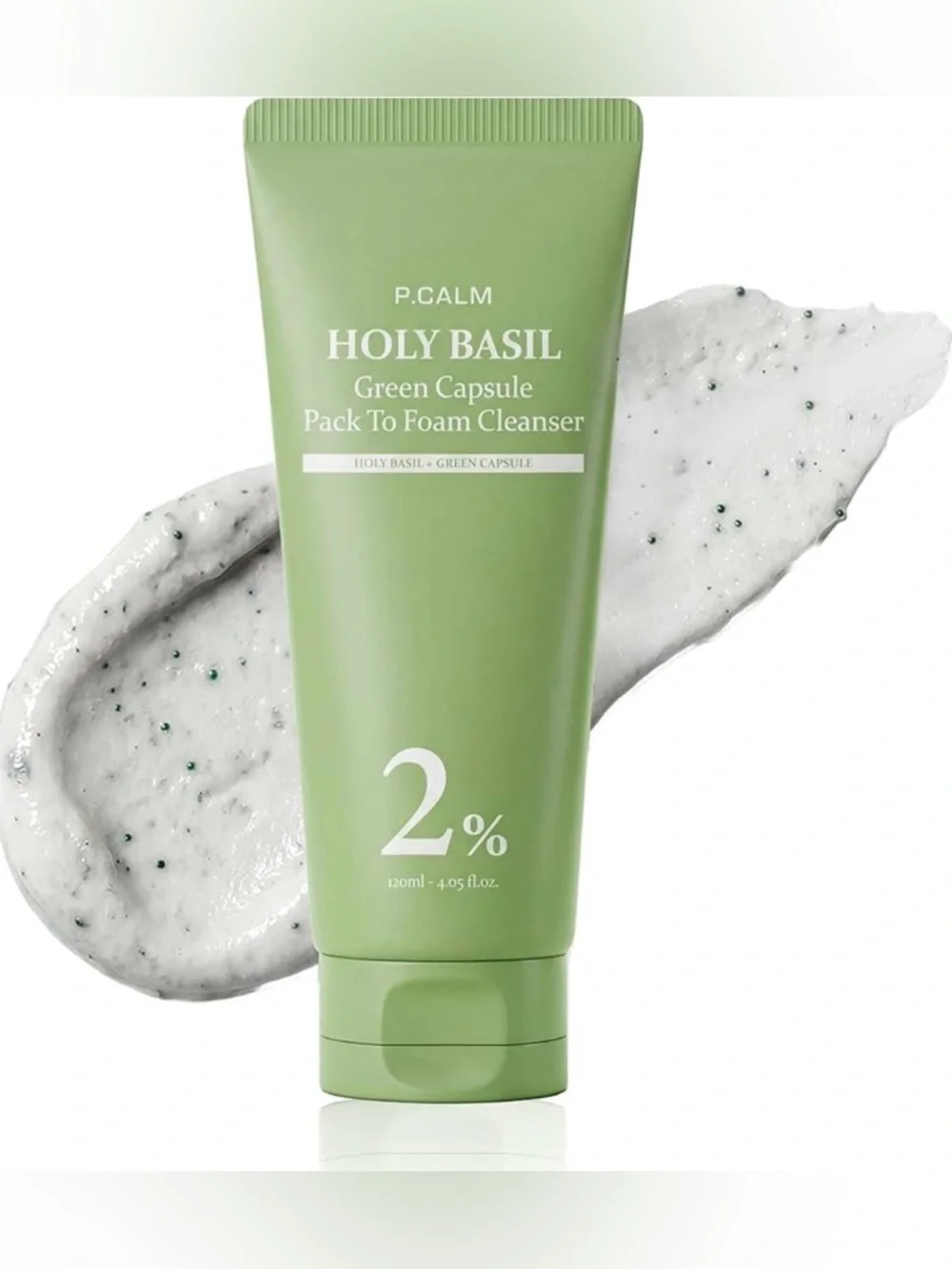 Korean Skincare P.CALM Holy Basil Green Capsule Pack to Foam Cleanser